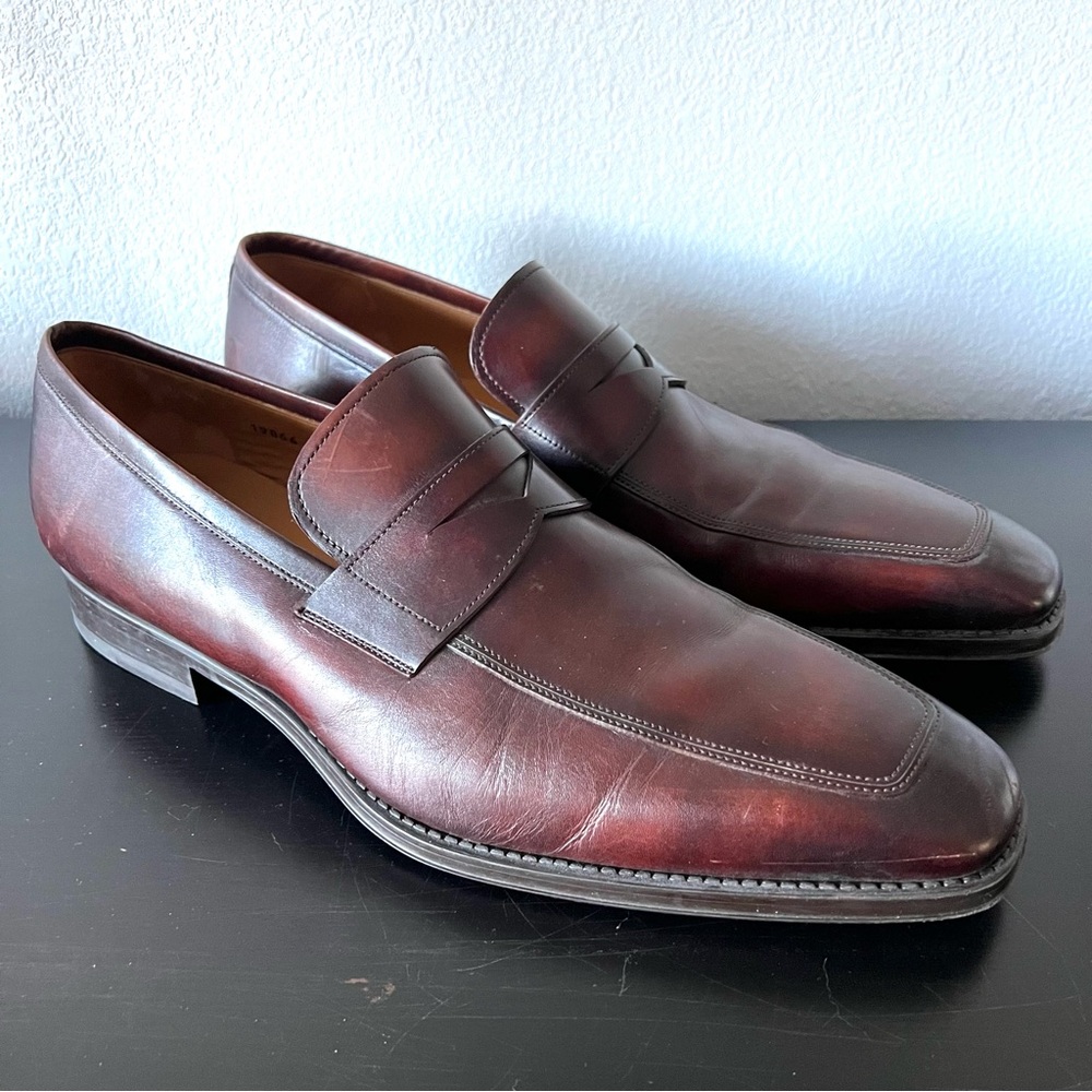 Magnanni Mens Cherry Brown Penny Loafer Size 14